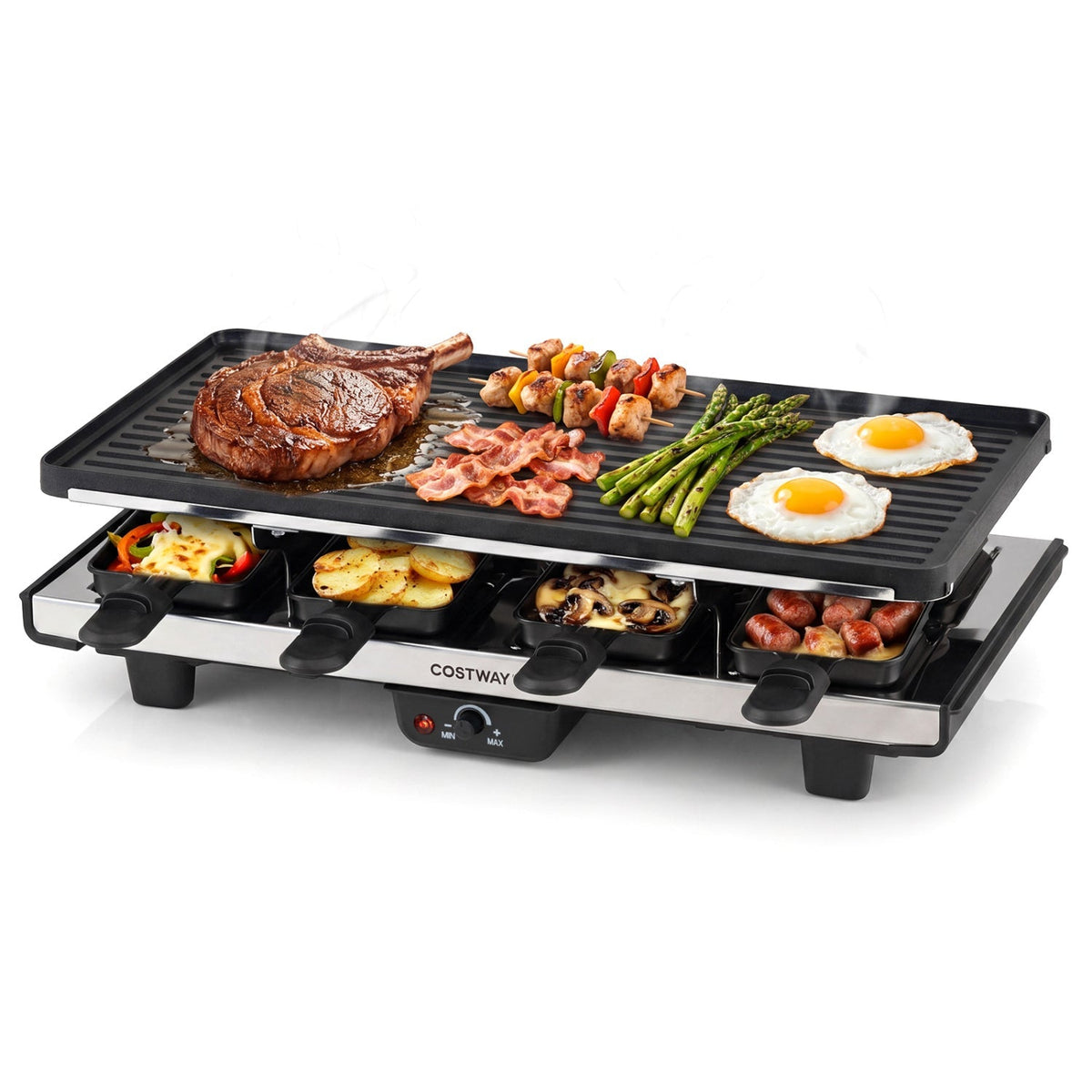 Raclette Grill with Reversible Nonstick Griddle for 8