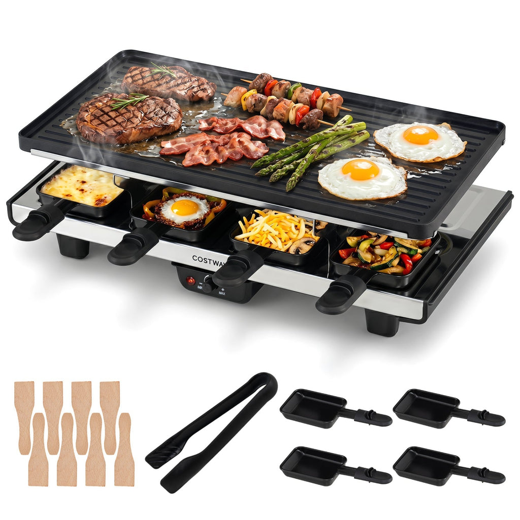 Raclette Grill with Reversible Nonstick Griddle for 8