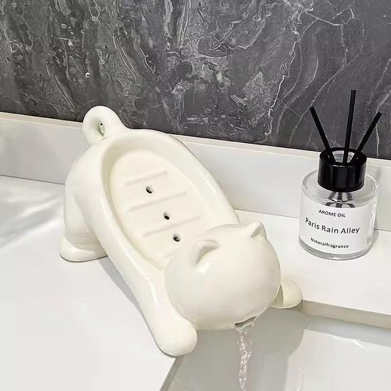 Pet Cat Drainage Bathroom Accessories Soap Anti Slip Dish