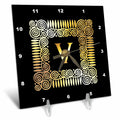 3dRose Russ Billington Monograms- Spirals- Letter V - Letter V- Image of Spirals Forming a Square- not Metal foil - Desk Clocks