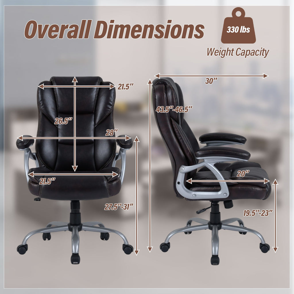 Executive Office Chair Leather Ergonomic Computer Desk Chair with Padded Seat and Armrests