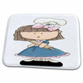 Dish Drying Mat - Cute Baking Little Girl With Rolling Pin Illustration Illustrations