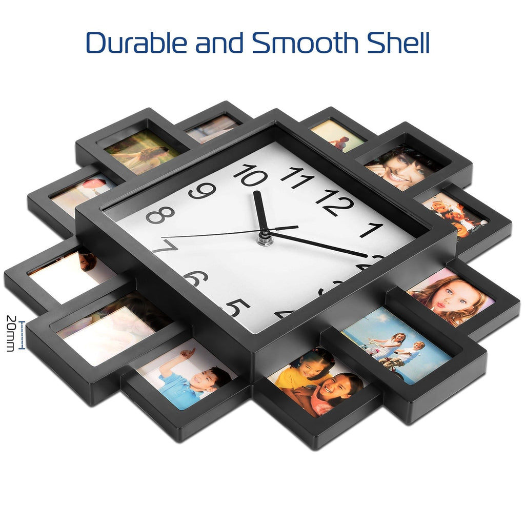 12-Photo Collage Wall Clock – Home Decor Frame Clock