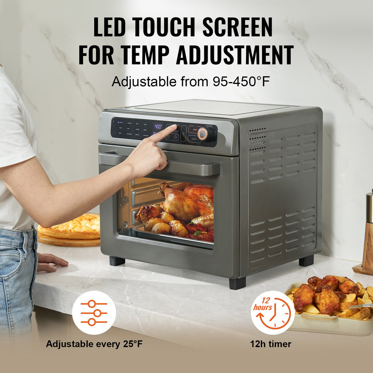 12-IN-1 Air Fryer Toaster Oven, 25L Convection Oven