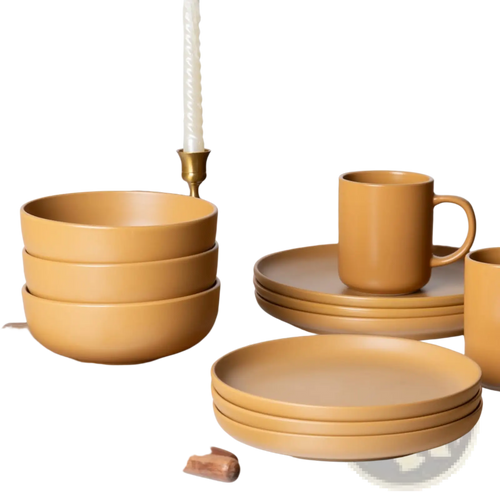 12-Piece Stoneware Dinnerware Sets With Mugs  Microwave & Dishwasher Safe Non-Toxic Dinner Plates Bowls Set  Stackable Matte Glaze Kitchenware For 3
